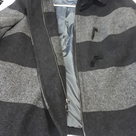 Old Navy Womens Sz L Gray Lined Wool Blend Full Zip Toggle Buttons Hooded Coat - Picture 6 of 13